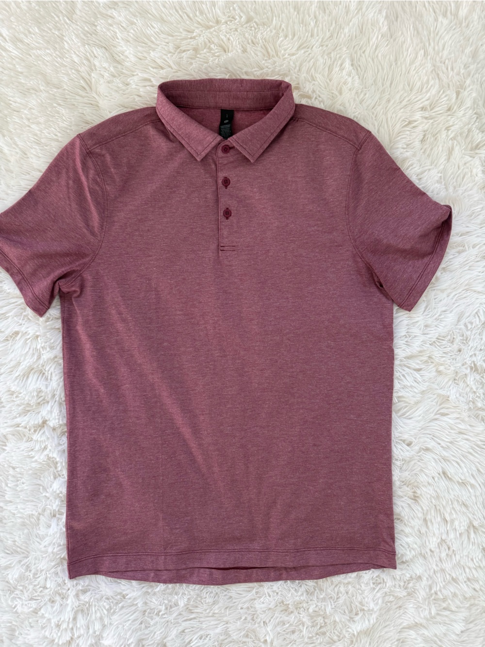 Men's Lululemon Heather Burgundy Polo Shirt - Classic Short Sleeve
